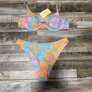 Aurelle Bikini Shana Two Piece Floral Set Top Size XL Beachwear Pool Outdoors